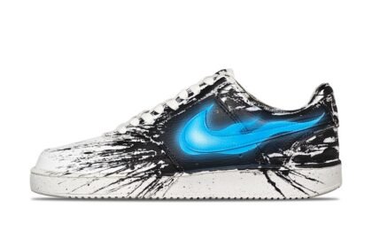 Custom Court Shoes Black White Venom Splash