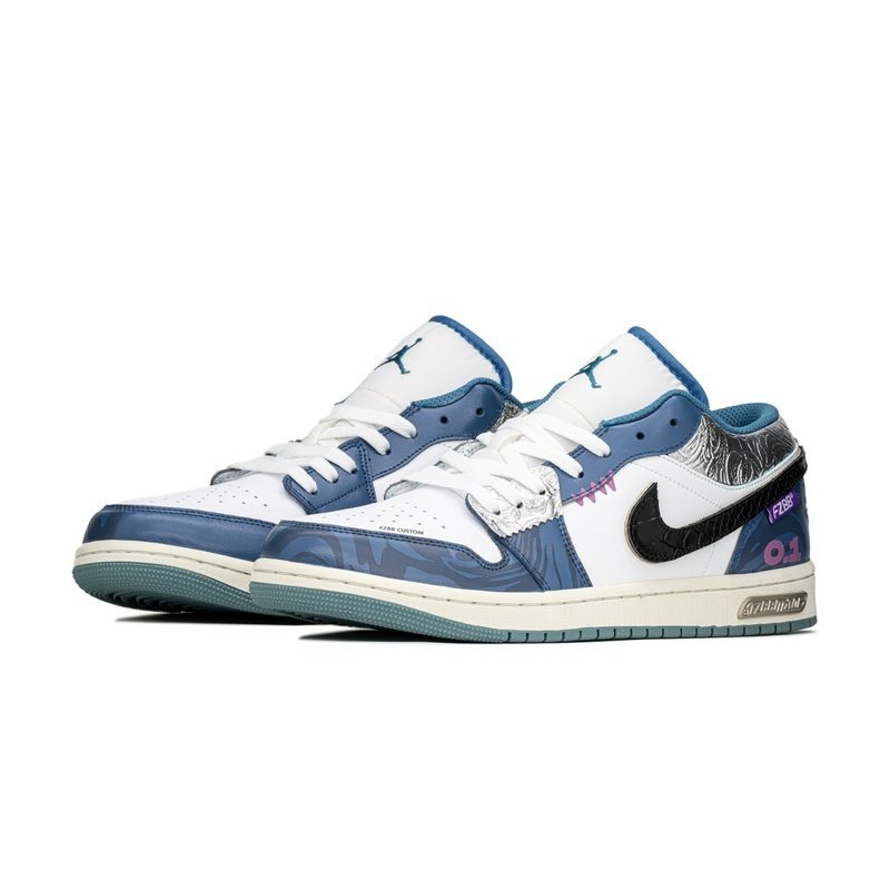 Custom Jordan Shoes Blue Purple Cyberpunk Style - Image 3